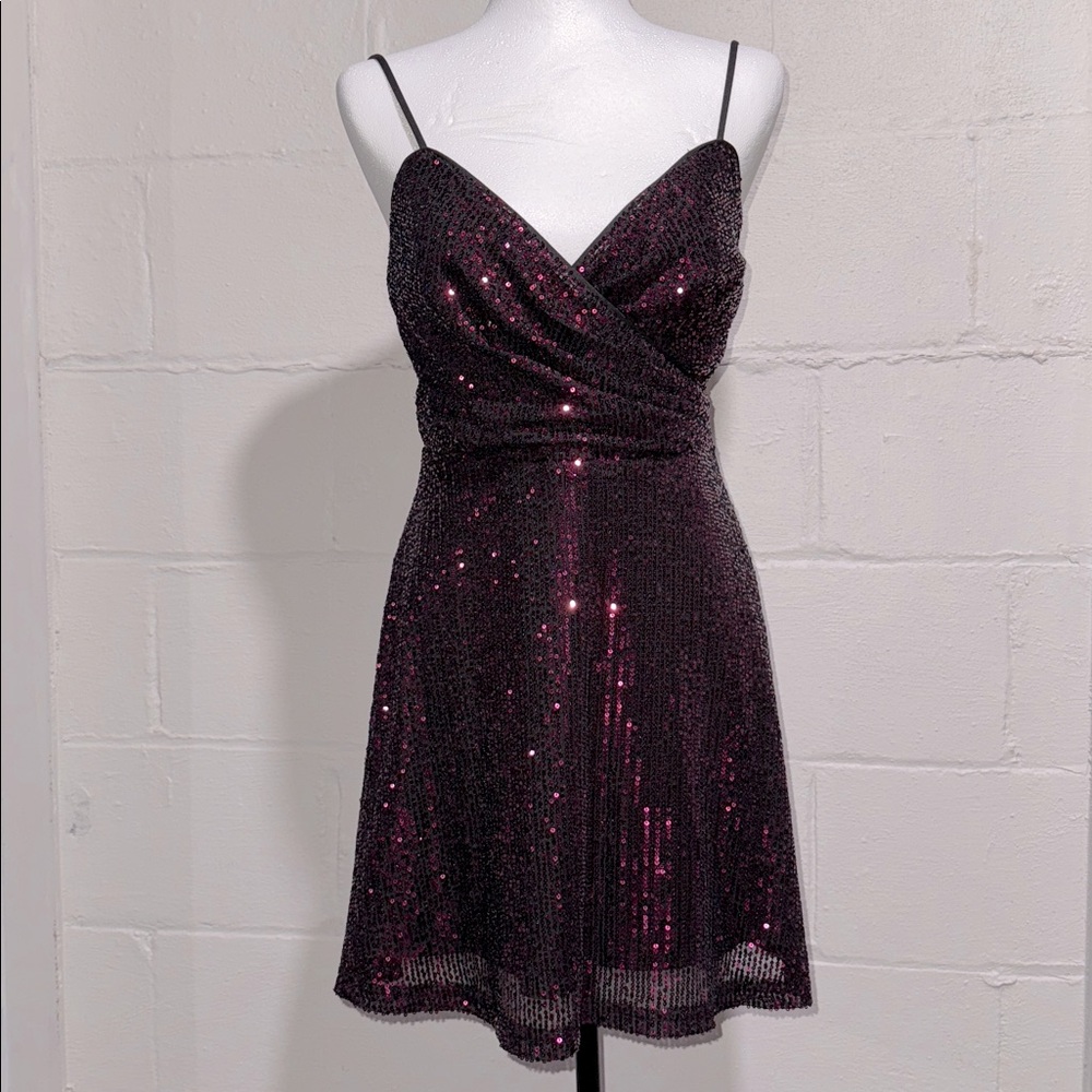 Lulu's Sparkling Mini Dress in Dark Pink